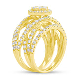 2.20ct 14k Yellow Gold Diamond Cluster Lady's Ring Size 6.5