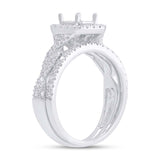 0.67ct 14k White Gold Diamond Semi-mount Ring 2-pc For 5x5mm Center