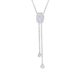 0.50ct 14k White Gold Diamond Cluster Oval Lariat Necklace