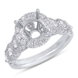 0.97ct 18k White Gold Diamond Semi-mount Ring for 1.50ct Center