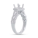 0.97ct 18k White Gold Diamond Semi-mount Ring for 1.50ct Center