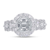 1.33ct 18k White Gold Diamond Semi-mount Ring for 2.00ct Center
