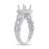 1.33ct 18k White Gold Diamond Semi-mount Ring for 2.00ct Center