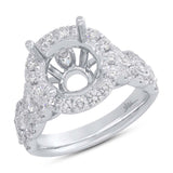1.39ct 18k White Gold Diamond Semi-mount Ring for 3.00ct Center