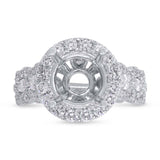 1.39ct 18k White Gold Diamond Semi-mount Ring for 3.00ct Center