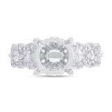 1.08ct 18k White Gold Diamond Semi-mount Ring for 3.00ct Center