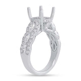 1.08ct 18k White Gold Diamond Semi-mount Ring for 3.00ct Center