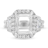 2.30ct 18k White Gold Diamond Semi-mount Ring for 11x9mm Center Size 12