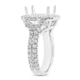 2.30ct 18k White Gold Diamond Semi-mount Ring for 11x9mm Center Size 12