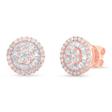 1.23ct 14k Rose Gold Diamond Baguette Stud Earring