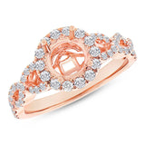 0.60ct 14k Rose Gold Diamond Semi-mount Ring for 1.00ct Center Size 6