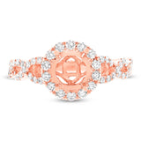 0.60ct 14k Rose Gold Diamond Semi-mount Ring for 1.00ct Center Size 6