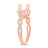 0.60ct 14k Rose Gold Diamond Semi-mount Ring for 1.00ct Center Size 6