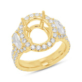 2.13ct 18k Yellow Gold Diamond Semi-mount Ring for 12x10mm Center