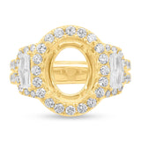 2.13ct 18k Yellow Gold Diamond Semi-mount Ring for 12x10mm Center