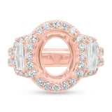2.13ct 18k Rose Gold Diamond Semi-mount Ring for 12x10mm Center
