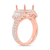 2.13ct 18k Rose Gold Diamond Semi-mount Ring for 12x10mm Center