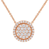0.48ct 14k Rose Gold Diamond Pave Circle Necklace