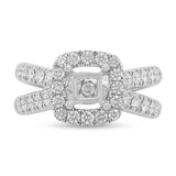 1.13ct 14k White Gold Diamond Semi-mount Ring for 5.5x5.5mm Center