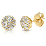 0.48ct 14k Yellow Gold Diamond Pave Circle Stud Earring