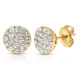 1.01ct 14k Yellow Gold Diamond Pave Circle Earring