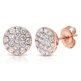 1.01ct 14k Rose Gold Diamond Pave Circle Earring