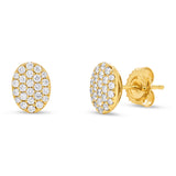 0.48ct 14k Yellow Gold Diamond Pave Oval Earring