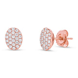 0.48ct 14k Rose Gold Diamond Pave Oval Earring