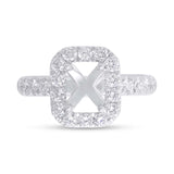 0.97ct 14k White Gold Diamond Semi-mount for 8x6mm Center