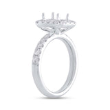 0.97ct 14k White Gold Diamond Semi-mount for 8x6mm Center