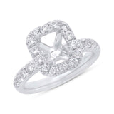 0.66ct 14k White Gold Diamond Semi-mount for 6x6mm Center