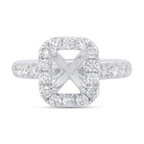 0.66ct 14k White Gold Diamond Semi-mount for 6x6mm Center
