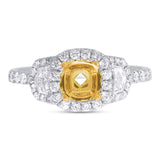1.00ct 18k Two-tone Gold Diamond Semi-mount Ring for 6x6mm Center