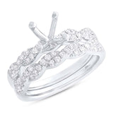 0.45ct 14k White Gold Diamond Semi-mount Ring 2-pc for 1.00ct Center