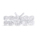 0.45ct 14k White Gold Diamond Semi-mount Ring 2-pc for 1.00ct Center