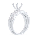 0.45ct 14k White Gold Diamond Semi-mount Ring 2-pc for 1.00ct Center