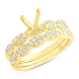 0.45ct 14k Yellow Gold Diamond Semi-mount Ring 2-pc for 1.00ct Center