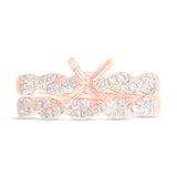 0.45ct 14k Rose Gold Diamond Semi-mount Ring 2-pc for 1.00ct Center