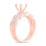 0.45ct 14k Rose Gold Diamond Semi-mount Ring 2-pc for 1.00ct Center