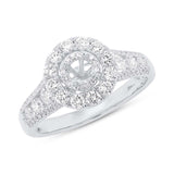1.02ct 14k White Gold Diamond Semi-mount Ring for 0.20ct Center