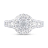 1.02ct 14k White Gold Diamond Semi-mount Ring for 0.20ct Center
