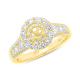1.02ct 14k Yellow Gold Diamond Semi-mount Ring for 0.20ct Center