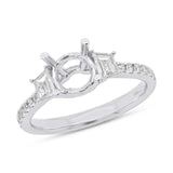 0.62ct 14k White Gold Diamond Semi-mount Ring for 1.25ct Center