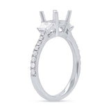 0.62ct 14k White Gold Diamond Semi-mount Ring for 1.25ct Center