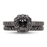 0.75ct 18k Black Rhodium Gold Black Diamond Semi-mount Ring 2-pc for 0.75ct Center Size 4.75