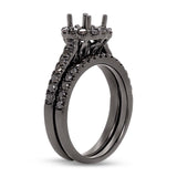 0.75ct 18k Black Rhodium Gold Black Diamond Semi-mount Ring 2-pc for 0.75ct Center Size 4.75