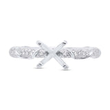 0.34ct 14k White Gold Diamond Semi-mount Ring for 1.00ct Center