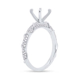 0.34ct 14k White Gold Diamond Semi-mount Ring for 1.00ct Center