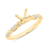 0.34ct 14k Yellow Gold Diamond Semi-mount Ring for 1.00ct Center