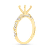 0.34ct 14k Yellow Gold Diamond Semi-mount Ring for 1.00ct Center